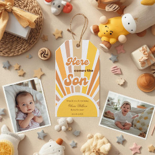 Étiquettes-cadeau Baby Shower Bohème Rétro Jaune Sunshine