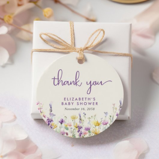 Étiquettes Cadeau Baby shower Boho Fleur sauvage Merci 