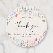 Étiquettes Cadeau Baby shower Boho Fleur sauvage Merci (Devant)