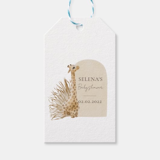 Étiquettes-cadeau Baby shower Boho Giraffe (Devant)