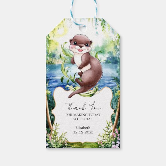 Étiquettes-cadeau Baby shower Boho Otter (Devant)