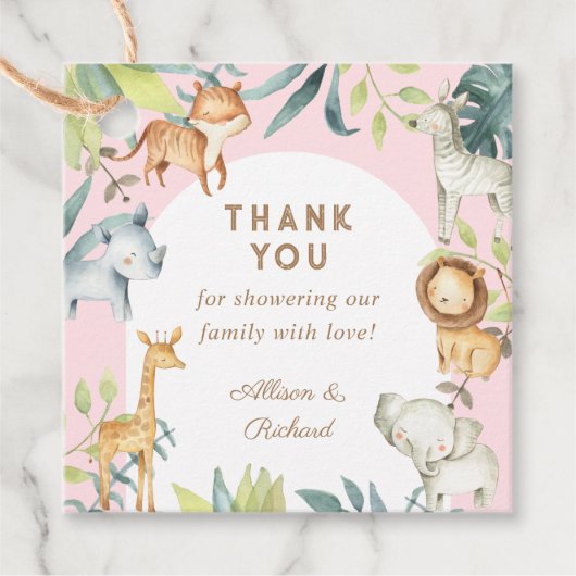 Étiquettes Cadeau Baby shower boho pour les filles safari (Devant)