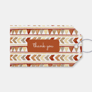 Étiquettes-cadeau Baby shower Boho Tribal Navajo Merci Brown