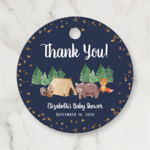 Étiquettes Cadeau Baby shower Bois Animaux Merci