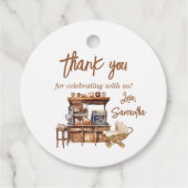 Étiquettes Cadeau Baby shower café bébé rond (Devant)