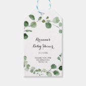 Étiquettes-cadeau Baby-Shower Calligraphie Moderne Eucalyptus (Devant)