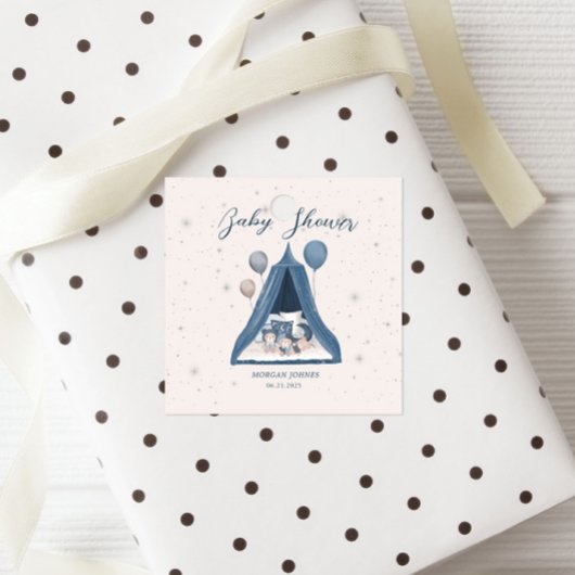 Étiquettes Cadeau Baby shower Celestial Bear Pastel