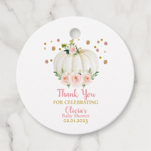 Étiquettes Cadeau Baby shower citrouille (Devant)
