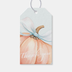 Étiquettes-cadeau Baby shower Citrouille Blue Bow