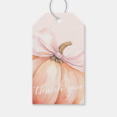 Étiquettes-cadeau Baby shower Citrouille de Bow rose (Devant)