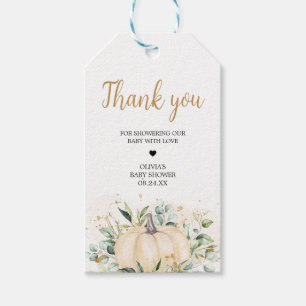 Étiquettes-cadeau Baby shower Citrouille minimaliste vert Favoriser