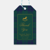 Étiquettes-cadeau Baby shower classique à cheval à roche Plaid Merci (Devant)