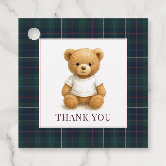 Étiquettes Cadeau Baby shower classique préppie à oreilles (Devant)