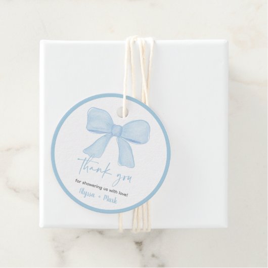 Étiquettes Cadeau Baby shower Coquette Blue Boy Bow