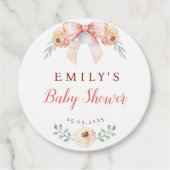 Étiquettes Cadeau Baby shower Coquette bow Florals (Devant)