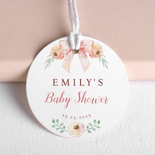 Étiquettes Cadeau Baby shower Coquette bow Florals