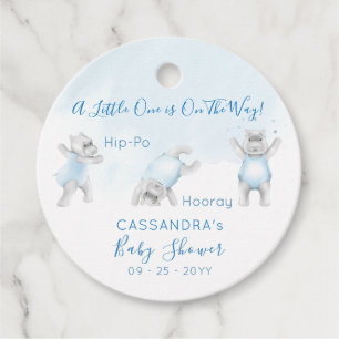 Étiquettes Cadeau Baby Shower Culbute d'Hippopotame