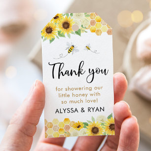 Étiquettes-cadeau Baby shower d'abeilles de tournesol