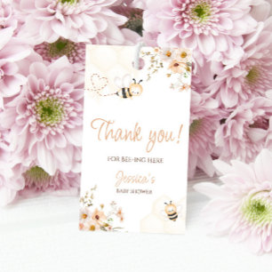 Étiquettes-cadeau Baby shower d'abeilles florales au miel Merci