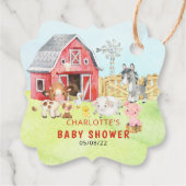 Étiquettes Cadeau Baby shower d'amis de Cute Barnyard (Dos)