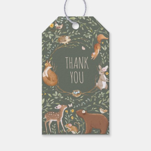 Étiquettes-cadeau Baby shower d'amis de la forêt (Devant)