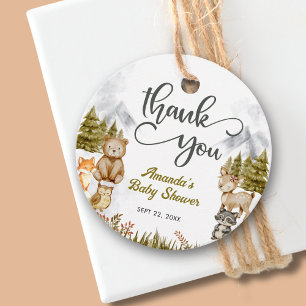 Étiquettes Cadeau Baby shower d'animaux forestiers de Merci forestie
