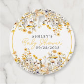 Étiquettes Cadeau Baby shower d'aquarelle Boho Fleur sauvage jaune (Dos)