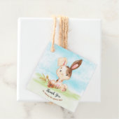 Étiquettes Cadeau Baby shower d'aquarelle Bunny Merci (En situation)