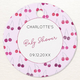 Étiquettes Cadeau Baby shower d'aquarelle cerise personnalisé