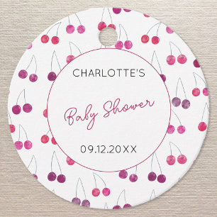Étiquettes Cadeau Baby shower d'aquarelle cerise personnalisé