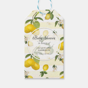Étiquettes-cadeau Baby shower d'aquarelle de feuillage d'agrumes de