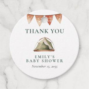 Étiquettes Cadeau Baby shower d'aquarelle de la forêt de camping