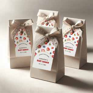 Étiquettes-cadeau Baby shower d'aquarelle doux Berry été