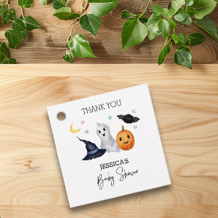 Étiquettes Cadeau Baby shower d'aquarelle Halloween Little Boo