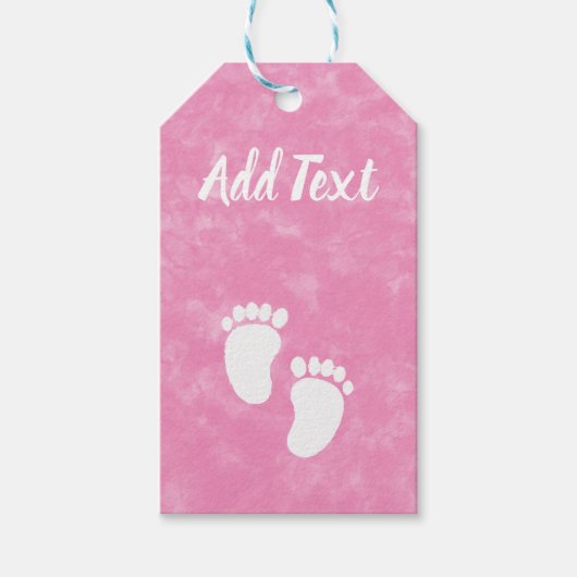 Étiquettes-cadeau Baby shower d'aquarelle rose pieds (Devant)
