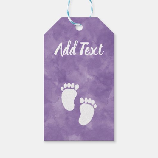 Étiquettes-cadeau Baby shower d'aquarelle violet Pied Impression (Devant)
