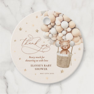 Étiquettes Cadeau Baby shower d'attente de l'ours en peluche neutre