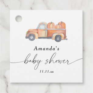 Étiquettes Cadeau Baby shower d'automne citrouille de camion