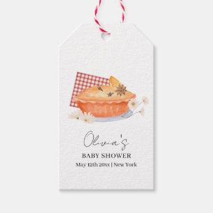 Étiquettes-cadeau Baby shower d'automne de la fleur à tarte orange