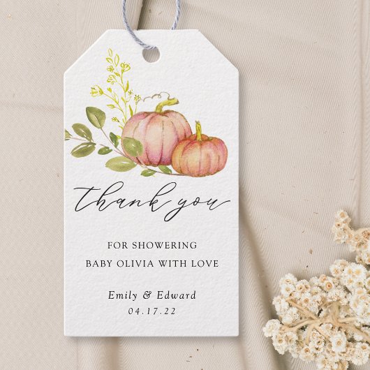 Étiquettes-cadeau Baby shower d'automne neutre pour le petit Citroui