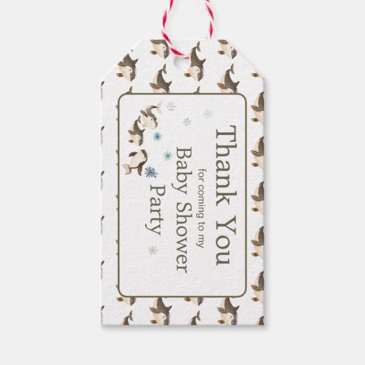 Étiquettes-cadeau Baby shower de baleines arctiques d'hiver (Devant)
