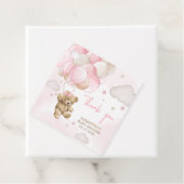 Étiquettes Cadeau Baby shower de ballon d'ours rose Boho (En situation)