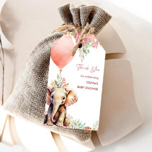 Étiquettes-cadeau Baby shower de ballons d'automne de Forest Elephan