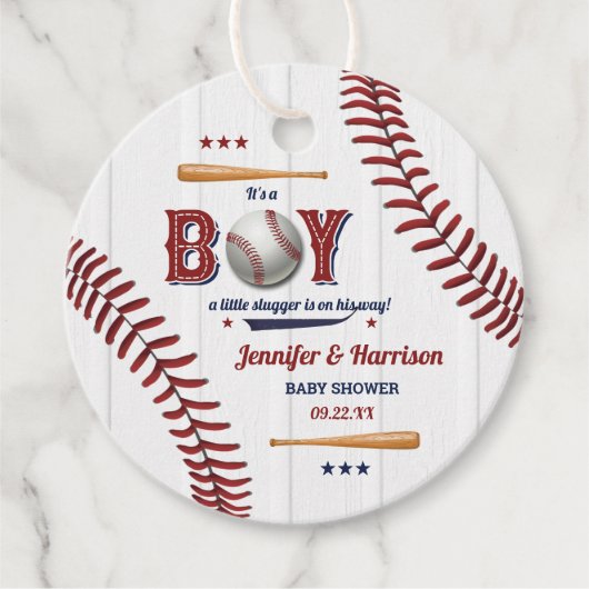 Étiquettes Cadeau Baby shower de baseball garçons (Devant)