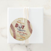 Étiquettes Cadeau Baby shower de baseball Vintage garçons (En situation)