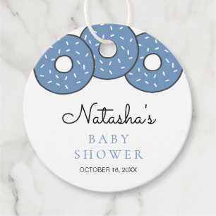 Étiquettes Cadeau Baby shower de beignets bleu
