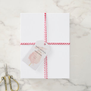 Étiquettes-cadeau Baby shower de bonbons en coton rose d'aquarelle