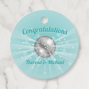 Étiquettes Cadeau Baby shower de boule Disco Blue Boy