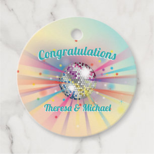 Étiquettes Cadeau Baby shower de boule Disco Rainbow