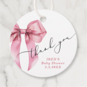 Étiquettes Cadeau Baby shower de Bow rose Merci (Devant)